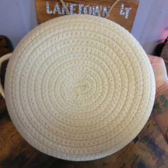 Deer woven Rope Basket Antlers felt deer face with handles - Picture 2 of 8